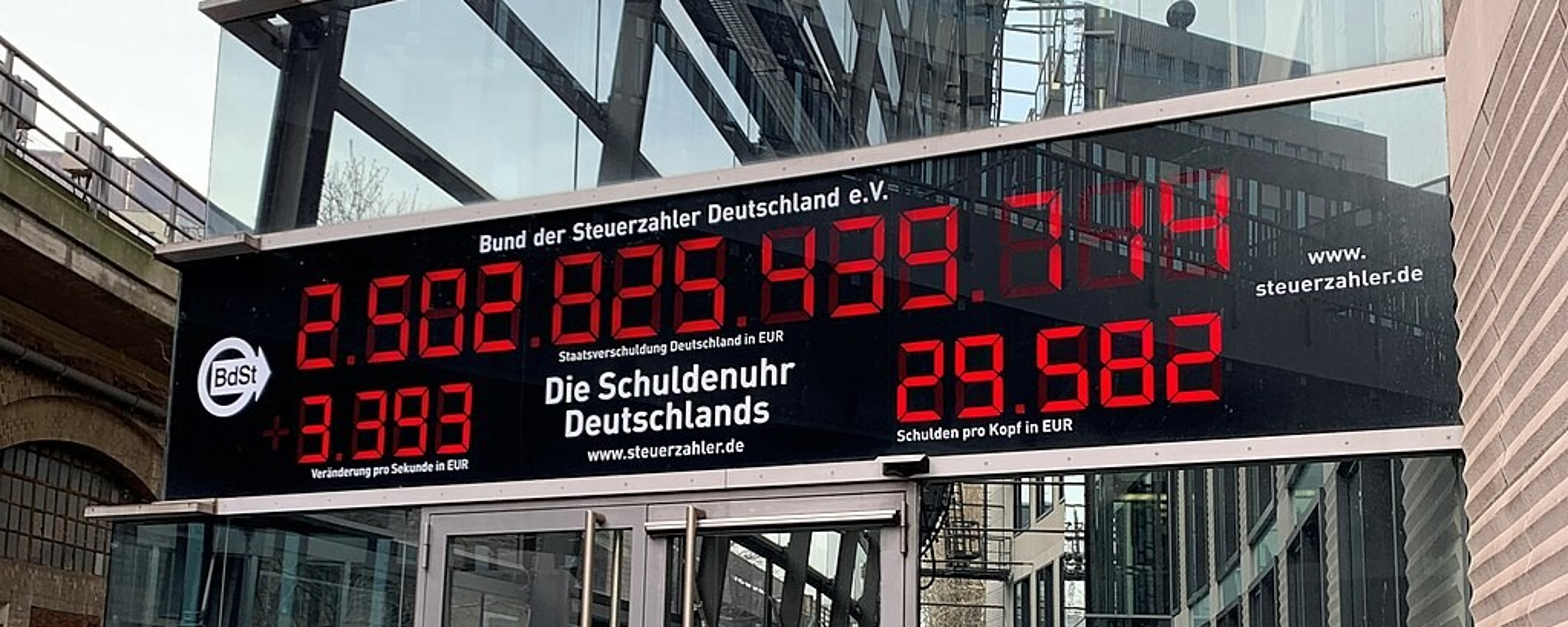 Schuldenuhr des Bund der Steuerzahler in Berlin