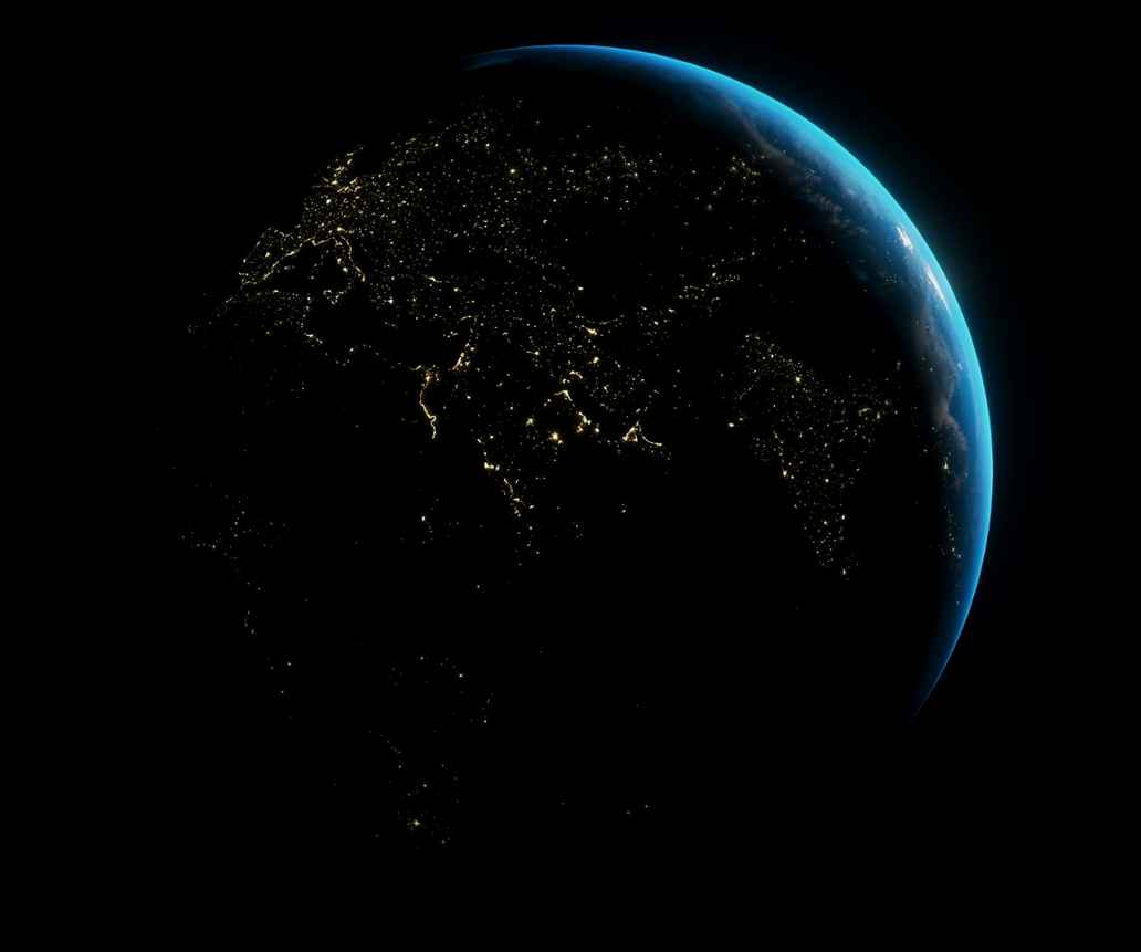 Erdhälfte bei Nacht
