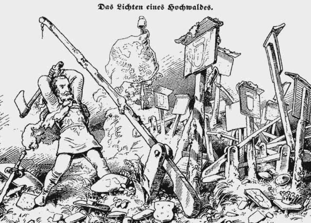 Karikatur im 19. Jahrhundert zu diversen Zollschranken im Deutschen Reich